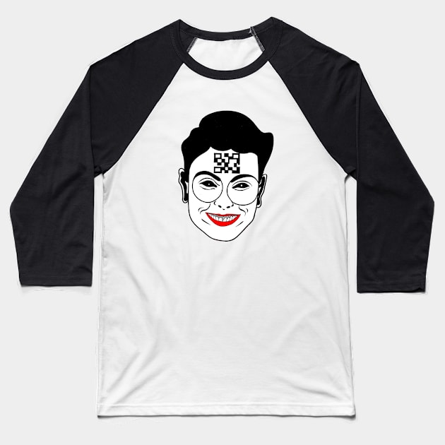 Smile Baseball T-Shirt by FUN ART